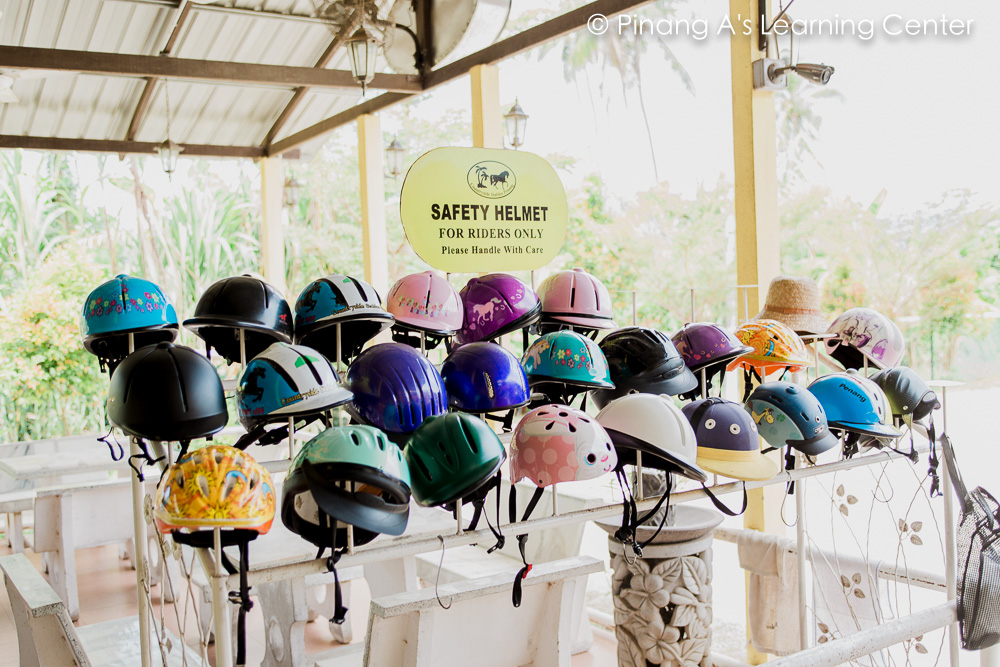 Helmet selection, Homeschool visit to Countryside Stables Penang